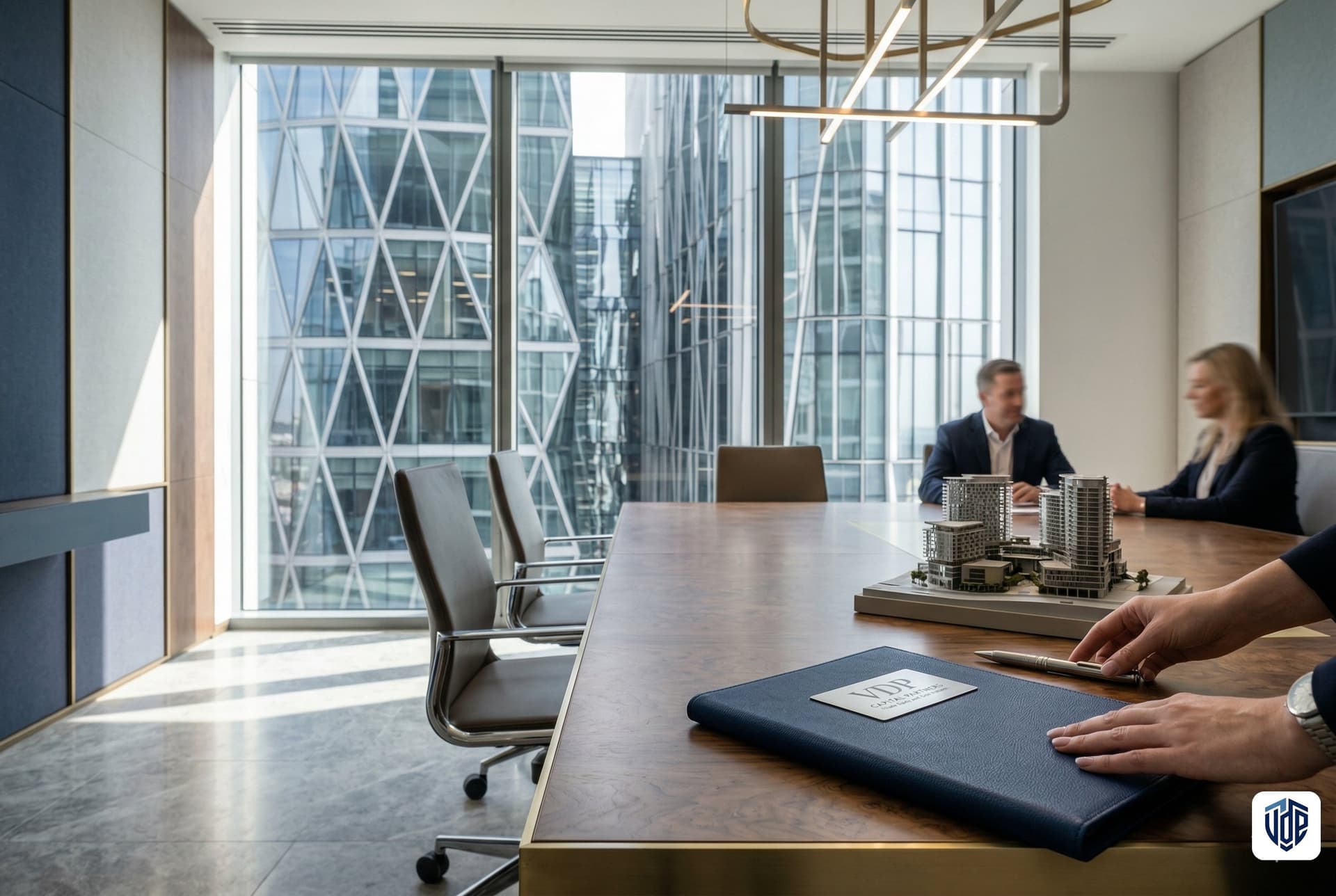 Executive boardroom with development model